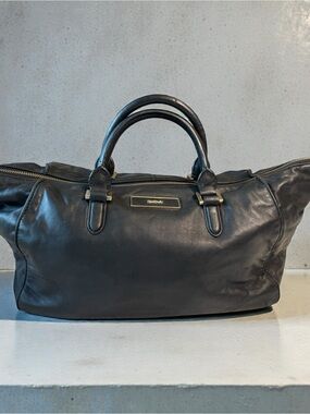 DKNY Black Leather Satchel with Dual Handles